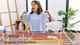  Presentation with socks - Slide deck having young-hispanic-girl-hanging-socks background and a coral colored foreground