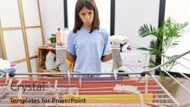  Presentation with socks - Slide set featuring young-hispanic-girl-hanging-socks background and a coral colored foreground