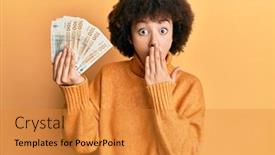  Presentation with danish - PPT theme consisting of young-hispanic-girl-holding-100 background and a gold colored foreground