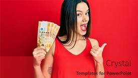  Presentation with philippine - Beautiful PPT layouts featuring young-hispanic-girl-holding-500 backdrop and a red colored foreground