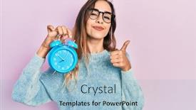  Presentation with alarm - Presentation featuring young-hispanic-girl-holding-alarm background and a light blue colored foreground