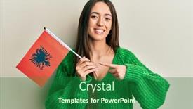  Presentation with albania - PPT layouts with young-hispanic-girl-holding-albania background and a forest green colored foreground