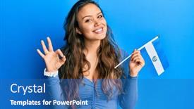  Presentation with friendly - Audience pleasing presentation design consisting of young-hispanic-girl-holding-el backdrop and a teal colored foreground