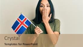  Presentation with iceland - Slides having young-hispanic-girl-holding-iceland background and a coral colored foreground