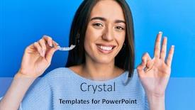  Presentation with orthodontic - Beautiful theme featuring young-hispanic-girl-holding-invisible backdrop and a light blue colored foreground