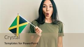  Presentation with jamaica - Slide deck enhanced with young-hispanic-girl-holding-jamaica background and a coral colored foreground