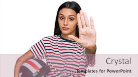  Presentation with motorcycle - Presentation theme consisting of young-hispanic-girl-holding-motorcycle background and a coral colored foreground