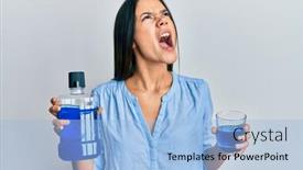  Presentation with breath - Slide set featuring young-hispanic-girl-holding-mouthwash background and a light blue colored foreground