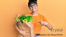 Presentation with paper bag - Presentation theme featuring young-hispanic-girl-holding-paper background and a yellow colored foreground