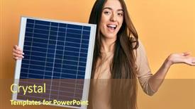  Presentation with photovoltaic - Amazing presentation theme having young-hispanic-girl-holding-photovoltaic backdrop and a  colored foreground