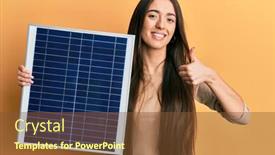  Presentation with photovoltaic - Presentation theme with young-hispanic-girl-holding-photovoltaic background and a tawny brown colored foreground