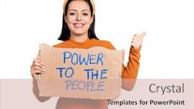  Presentation with girl-power - Colorful PPT theme enhanced with young-hispanic-girl-holding-power backdrop and a  colored foreground