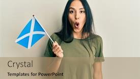  Presentation with scotland flag - Presentation theme featuring young-hispanic-girl-holding-scotland background and a  colored foreground