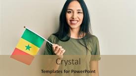  Presentation with senegal flag - Presentation theme having young-hispanic-girl-holding-senegal background and a coral colored foreground