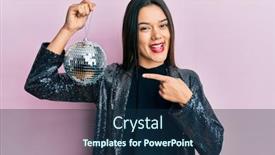  Presentation with disco ball - Theme enhanced with young-hispanic-girl-holding-shiny background and a navy blue colored foreground