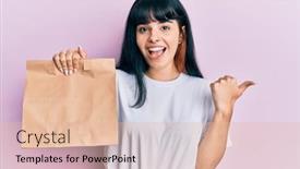  Presentation with paper bag - Cool new slides with young-hispanic-girl-holding-take backdrop and a lemonade colored foreground
