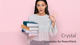  Presentation with pile - Beautiful presentation design featuring young-hispanic-girl-holding backdrop and a lemonade colored foreground