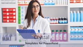  Presentation with report - PPT theme consisting of young-hispanic-girl-pharmacist-writing background and a light blue colored foreground