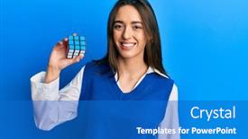  Presentation with intelligence - PPT theme featuring young-hispanic-girl-playing-colorful background and a teal colored foreground