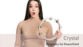  Presentation with tambourine - Amazing PPT theme having young-hispanic-girl-playing-tambourine backdrop and a soft green colored foreground