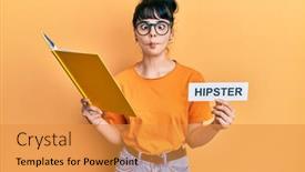  Presentation with paper making - Presentation design having young-hispanic-girl-reading-book background and a gold colored foreground