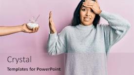  Presentation with bowl - Slides having young-hispanic-girl-rejecting-bowl background and a coral colored foreground