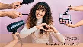  Presentation with heart love - PPT theme with young-hispanic-girl-sitting background and a coral colored foreground