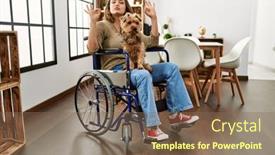  Presentation with heart hands - Presentation theme with young-hispanic-girl-sitting background and a violet colored foreground