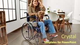  Presentation with wheelchair - Presentation theme featuring young-hispanic-girl-sitting background and a violet colored foreground