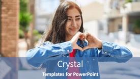  Presentation with hands heart - Slides enhanced with young-hispanic-girl-smiling-confident background and a ocean colored foreground