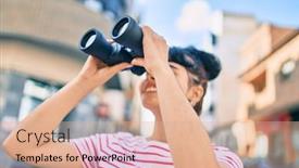  Presentation with new opportunity - PPT layouts with young-hispanic-girl-smiling-happy background and a coral colored foreground