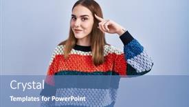  Presentation with great idea - Theme with young-hispanic-girl-standing-over background and a teal colored foreground