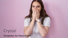  Presentation with scandal - PPT theme featuring young-hispanic-girl-standing-over background and a soft green colored foreground