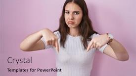  Presentation with sad girl - Presentation having young-hispanic-girl-standing-over background and a soft green colored foreground