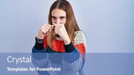  Presentation with violence - Slide set having young-hispanic-girl-standing-over background and a teal colored foreground