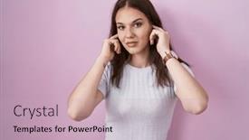  Presentation with deaf - Theme with young-hispanic-girl-standing-over background and a soft green colored foreground