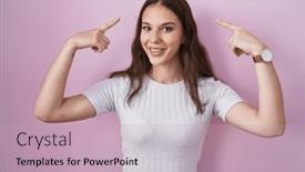  Presentation with thought - Presentation theme having young-hispanic-girl-standing-over background and a soft green colored foreground