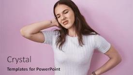  Presentation with injury - Presentation design consisting of young-hispanic-girl-standing-over background and a soft green colored foreground