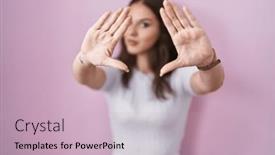  Presentation with frame pink - Presentation theme with young-hispanic-girl-standing-over background and a soft green colored foreground