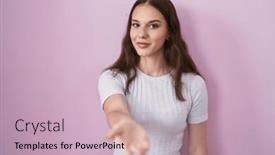  Presentation with acceptance - Presentation theme with young-hispanic-girl-standing-over background and a soft green colored foreground