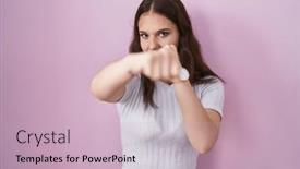  Presentation with naughty girl is standing - Presentation theme featuring young-hispanic-girl-standing-over background and a soft green colored foreground