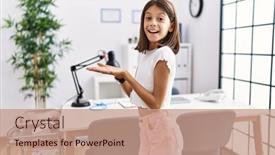  Presentation with pediatrician - PPT theme featuring young-hispanic-girl-standing background and a coral colored foreground