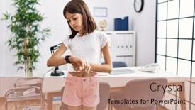  Presentation with pediatrician - Presentation with young-hispanic-girl-standing background and a coral colored foreground