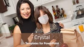  Presentation with medical face mask - Audience pleasing presentation design consisting of young-hispanic-girl-student backdrop and a red colored foreground