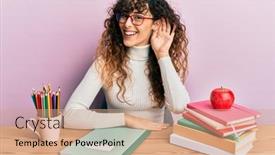  Presentation with exam - Slides featuring young-hispanic-girl-studying background and a coral colored foreground