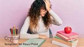  Presentation with school - Amazing slide set having young-hispanic-girl-studying backdrop and a coral colored foreground