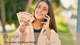 Presentation with mexican - Colorful PPT theme enhanced with young-hispanic-girl-talking backdrop and a coral colored foreground