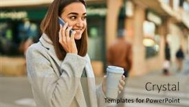  Presentation with group of three young girl - Amazing PPT theme having young-hispanic-girl-talking backdrop and a coral colored foreground