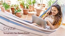  Presentation with smartphone - Presentation enhanced with young-hispanic-girl-talking background and a  colored foreground