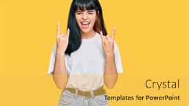  Presentation with rock star - Audience pleasing PPT layouts consisting of young-hispanic-girl-wearing-casual backdrop and a yellow colored foreground